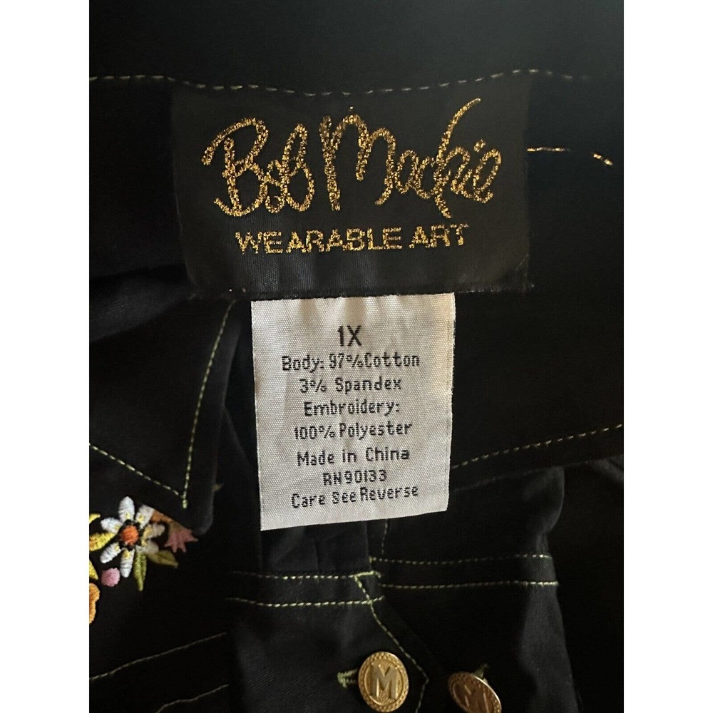 Bob Mackie Wearable Art Embroidered Fairy Parade of Flowers Zip Jacket Size 1X - Picture 5 of 6
